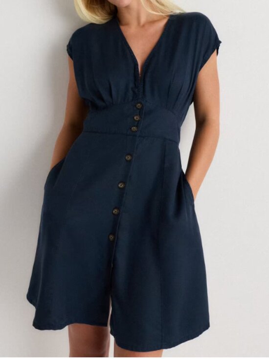 Quince Dresses & Skirts - Quince Vintage Wash Tencel Button Front Dress Midnight Blue XL NWT